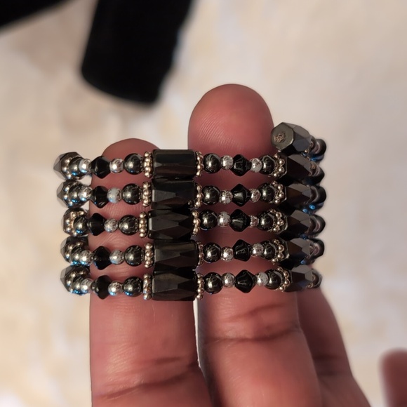 Hematite and Textured Beaded Magnetic Necklace can be worn as Bracelet - Picture 7 of 8